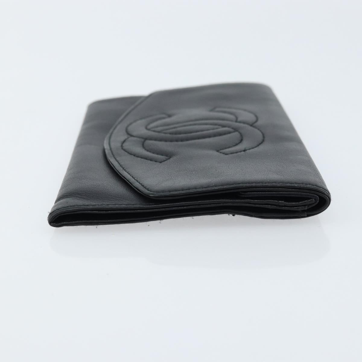 Chanel Vintage Timeless Round Flap Wallet Black Leather Good condition - Inside View