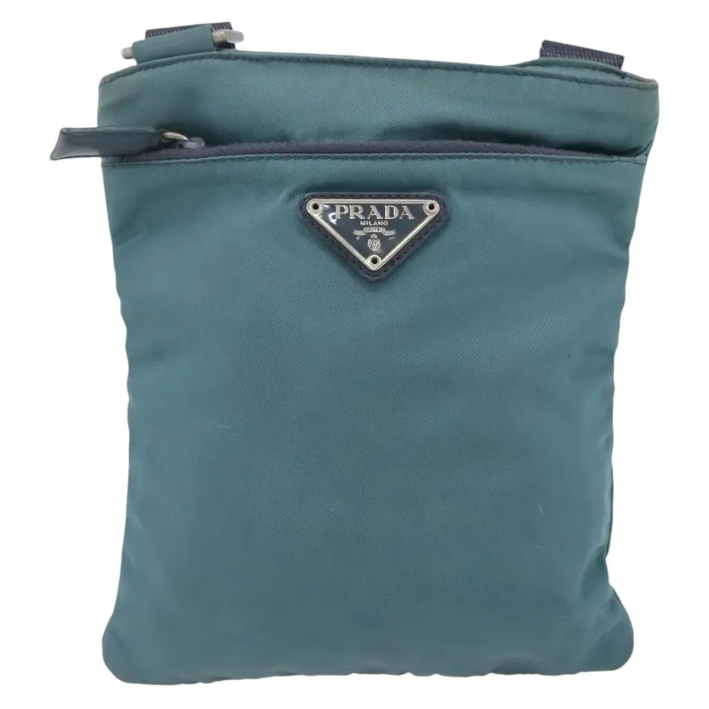 Prada Vintage Shoulder Bag Blue Good - Front View