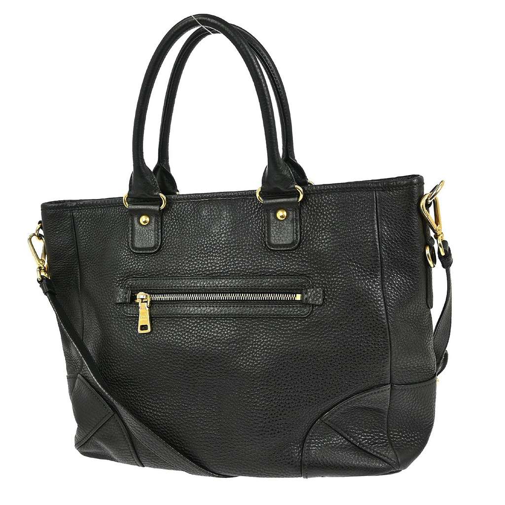 Prada Front Zip Tote Black Leather Good condition - Back View