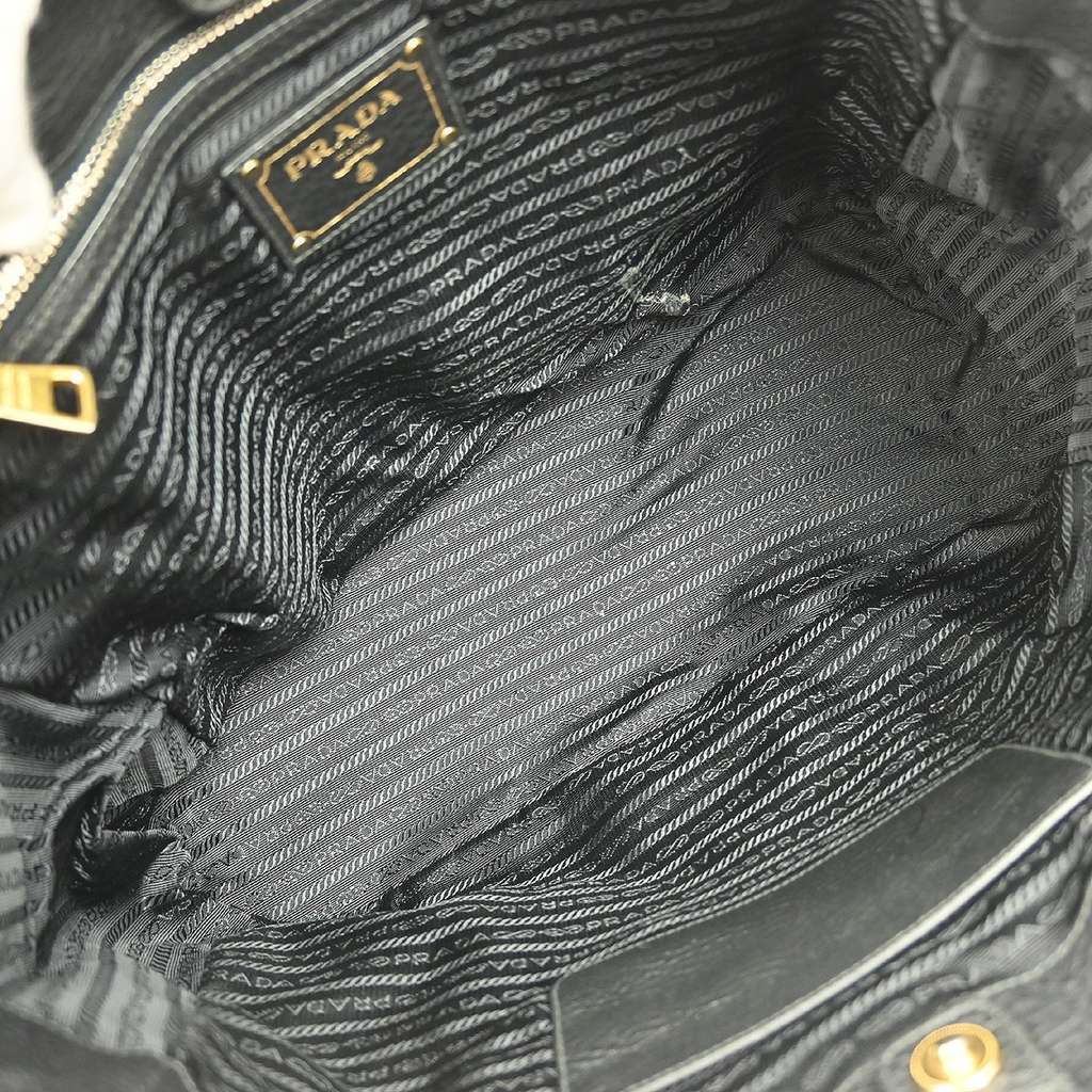 Prada Front Zip Tote Black Leather Good condition - Inside View
