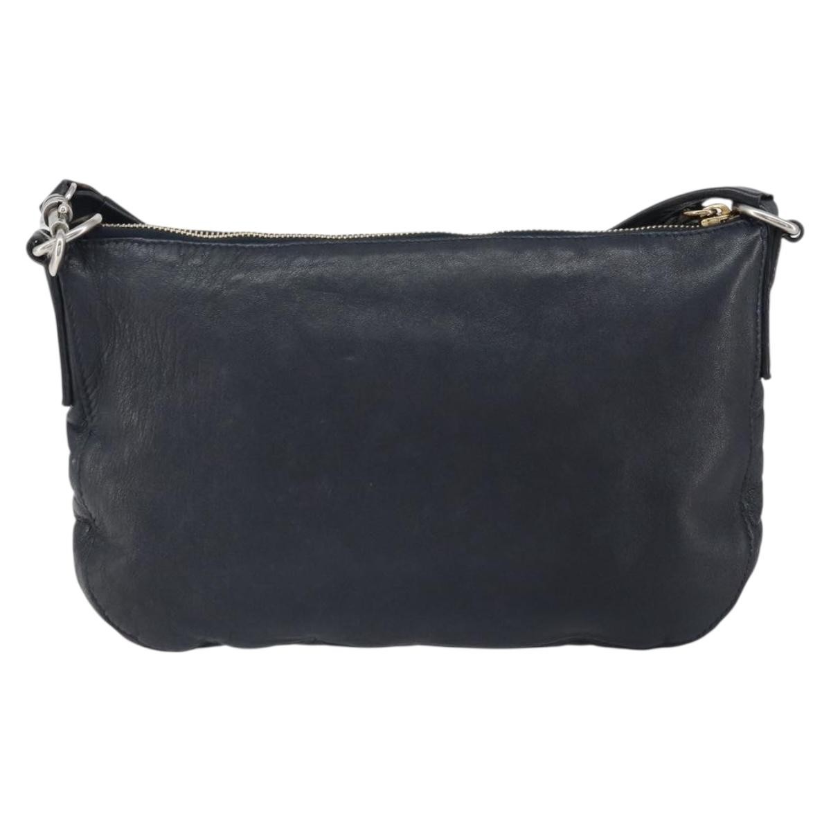 Celine Vintage Shoulder Bag Navy Leather Good condition - Back View