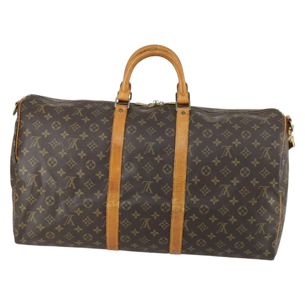Louis Vuitton Keepall Bandouliere Bag Brown Canvas Fair condition - Back View