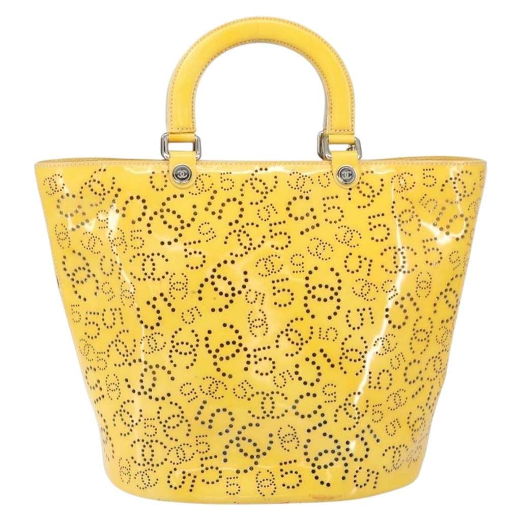 Chanel CC No.5 Shopping Tote Yellow Good condition - Back View