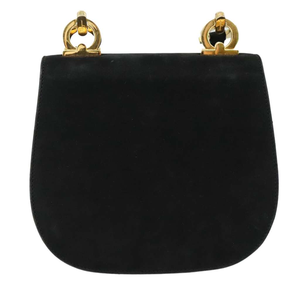 Salvatore Ferragamo Gancini Shoulder Bag Black Suede Good condition - Back View