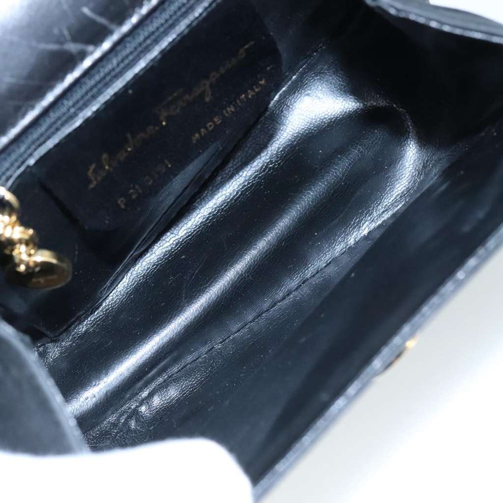 Salvatore Ferragamo Gancini Shoulder Bag Black Suede Good condition - Box View