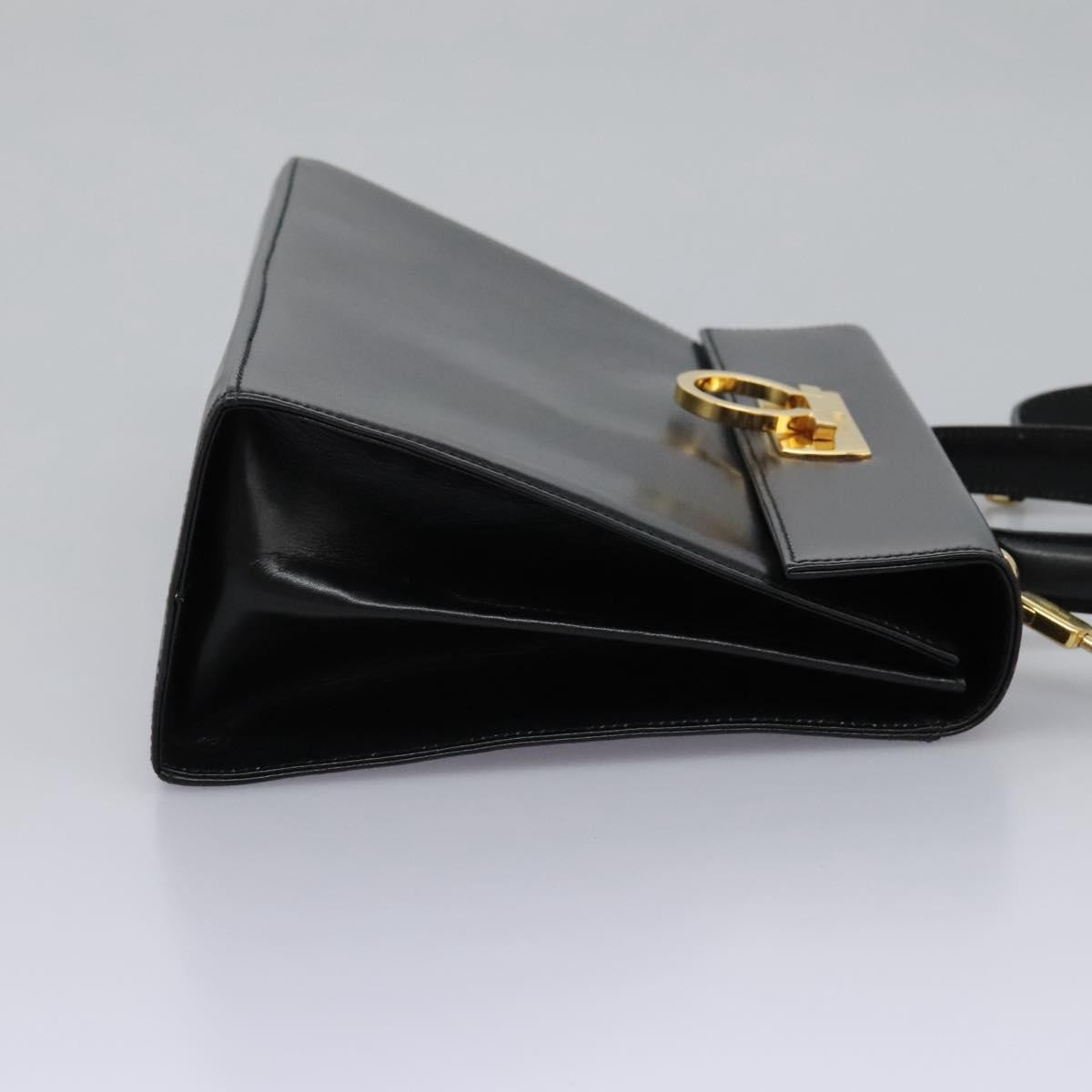 Salvatore Ferragamo Gancini Convertible Top Handle Bag Black Leather Good condition - Model View