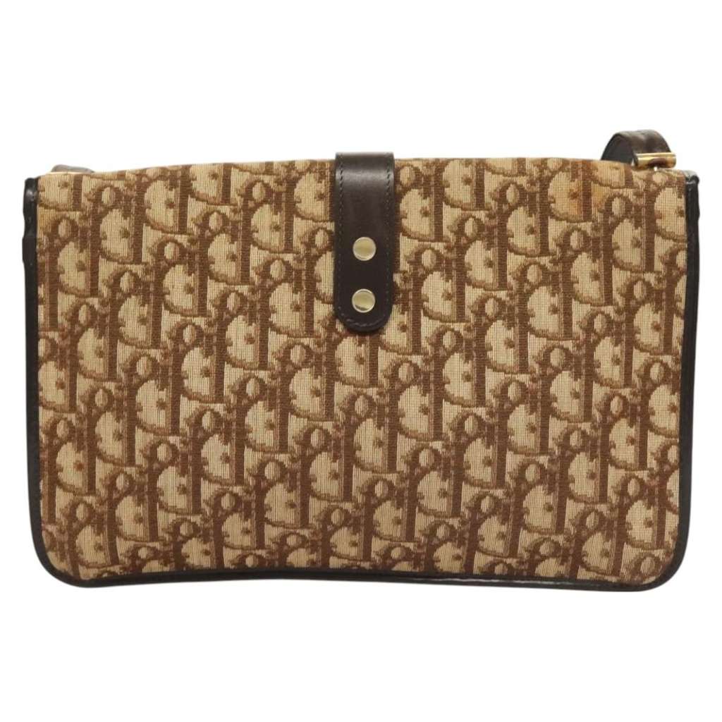 Christian Dior Vintage Trotter Shoulder Bag Brown Canvas Good condition - Back View