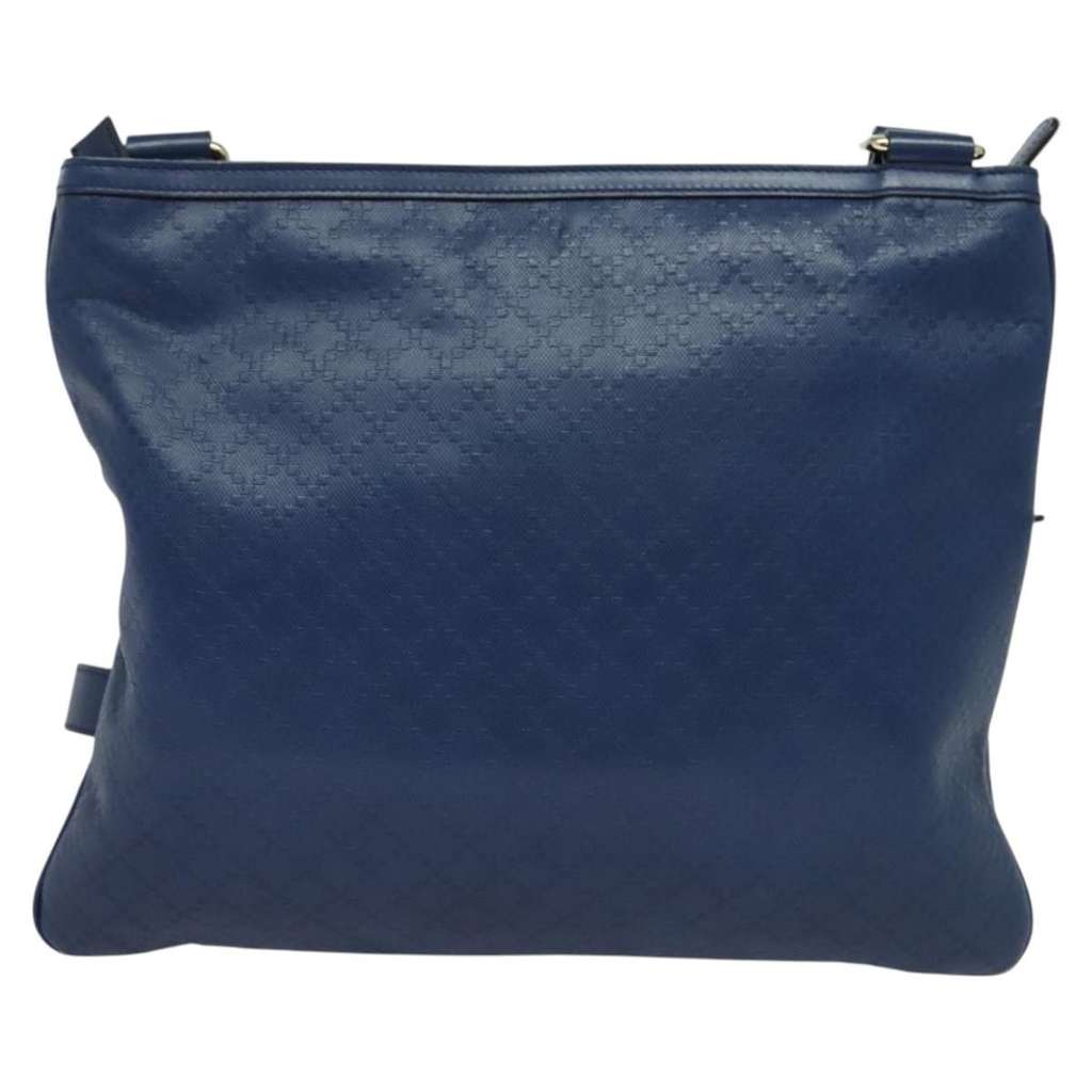 Gucci Zip Top Messenger Bag Blue Leather Good condition - Back View