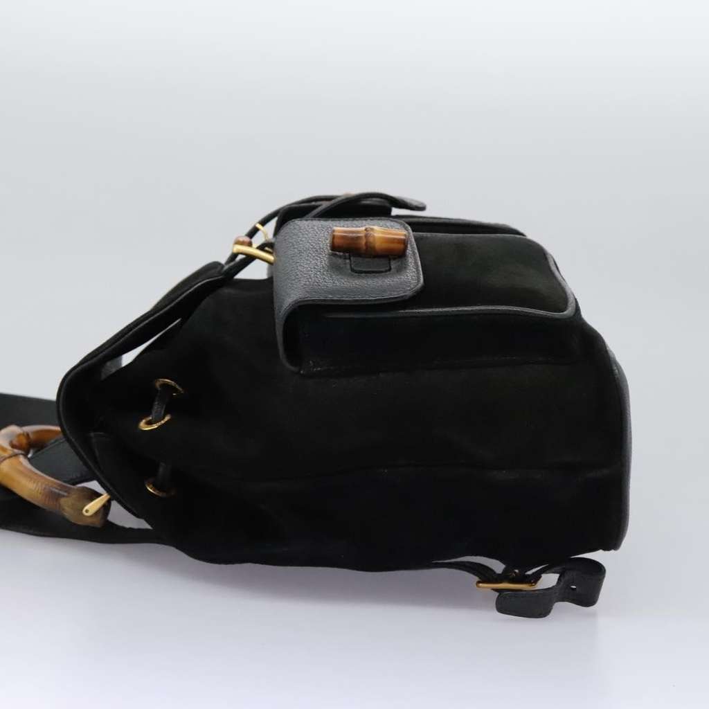 Gucci Vintage Bamboo Backpack Black Suede Good condition - Inside View