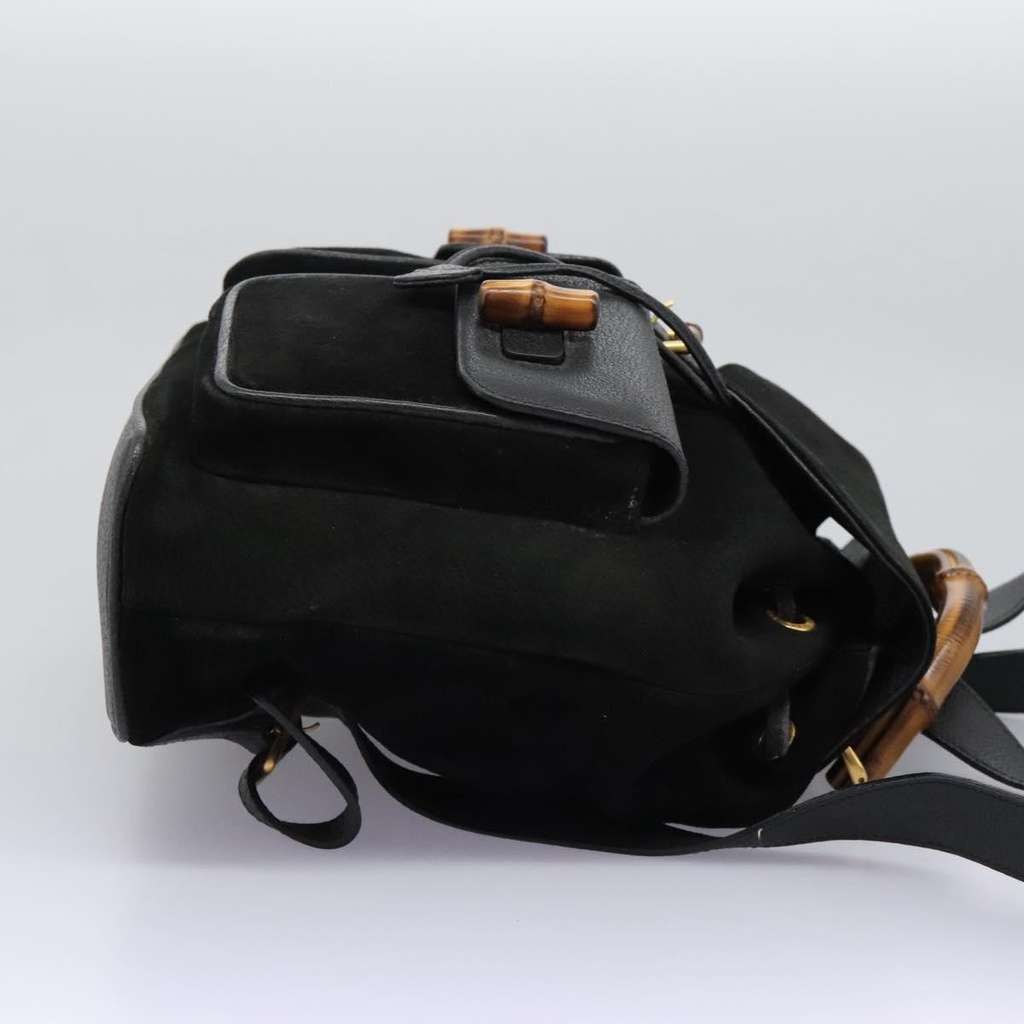 Gucci Vintage Bamboo Backpack Black Suede Good condition - Model View