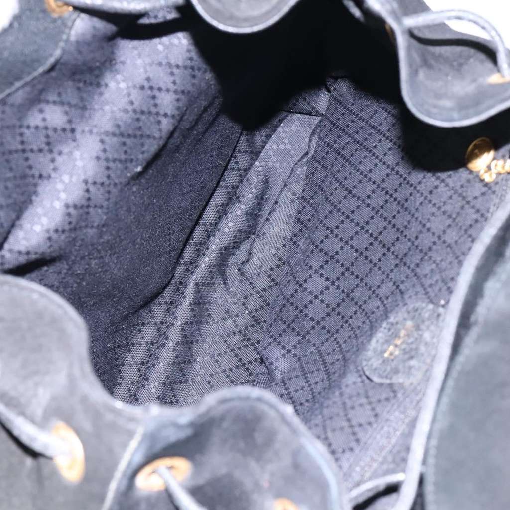 Gucci Vintage Bamboo Backpack Black Suede Good condition - Box View