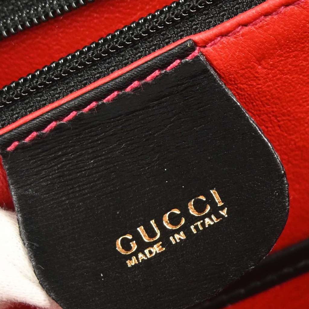 Gucci Vintage Convertible Bamboo Top Handle Bag Black Leather Good condition - Box View