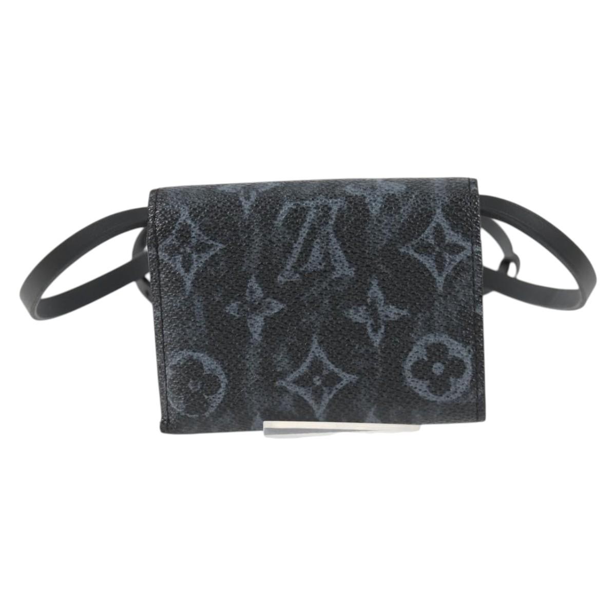 Louis Vuitton Cross Card Holder Black Canvas Good condition - Back View