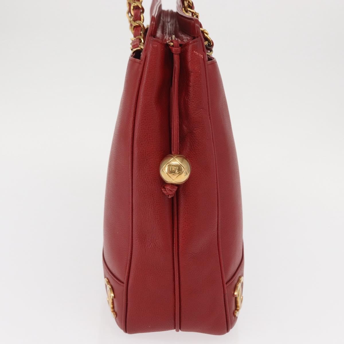 Chanel Vintage Metal CC Shoulder Bag Red Leather Good condition - Model View