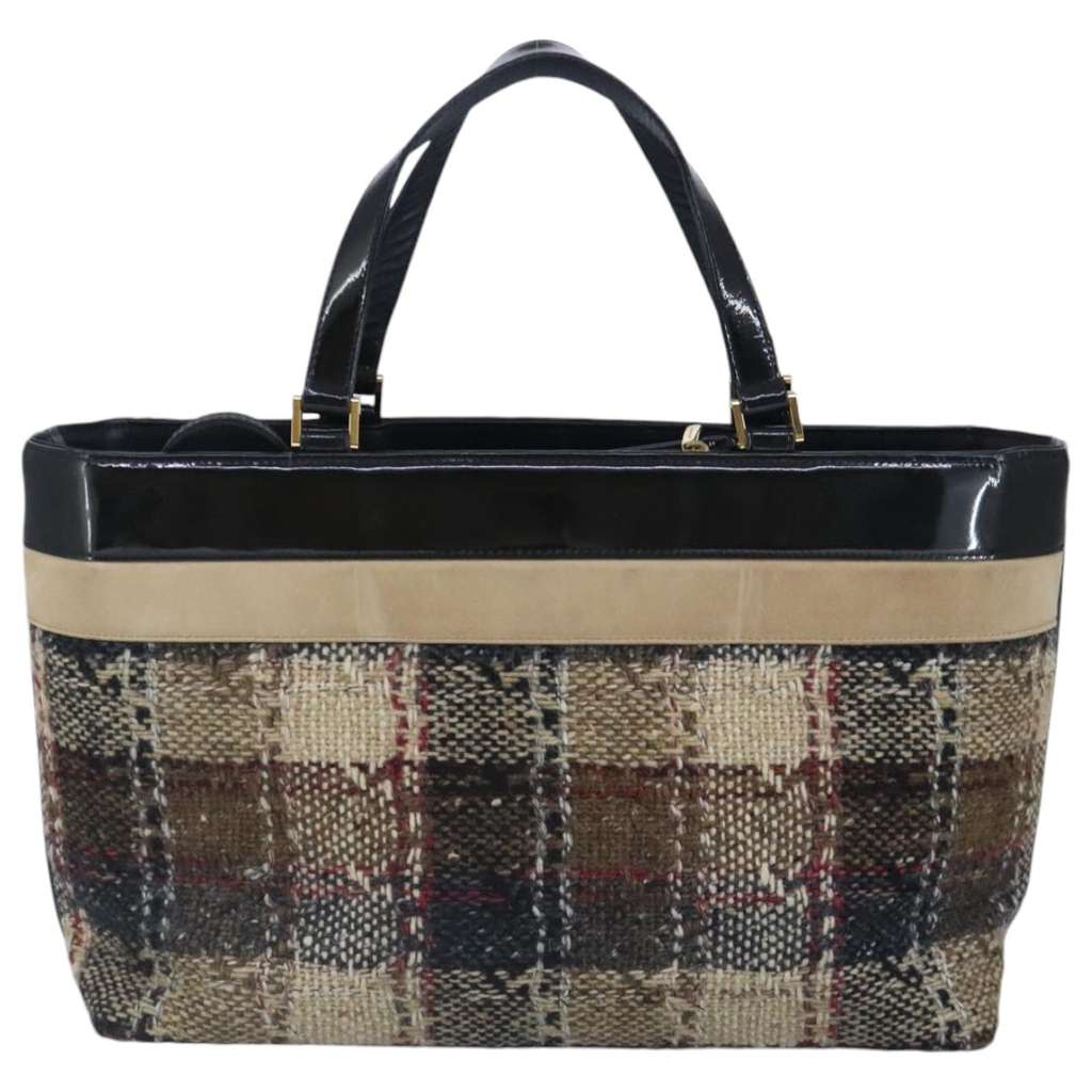 Burberry Vintage tote bag Beige Wool Good condition - Back View