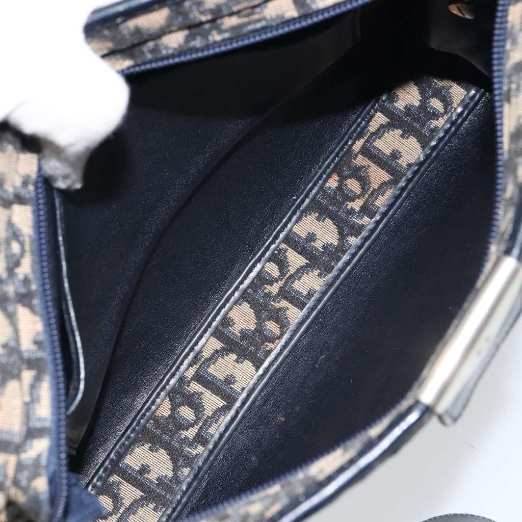 Christian Dior Vintage Trotter Shoulder Bag Navy Canvas Good condition - Box View
