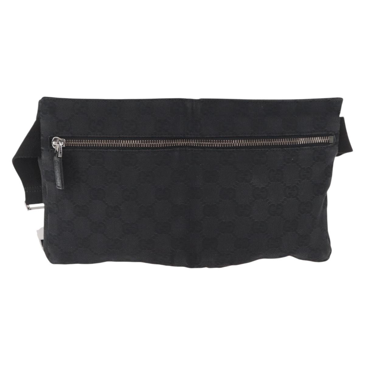 Gucci Vintage Double Belt Bag Black Canvas Good condition - Back View