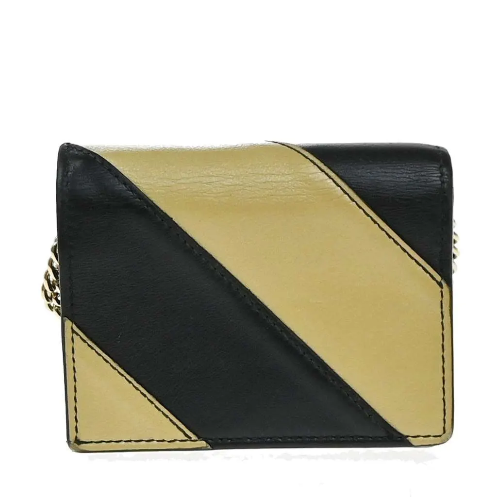 Gucci Zumi Chain Card Case Black Leather Good - Back View