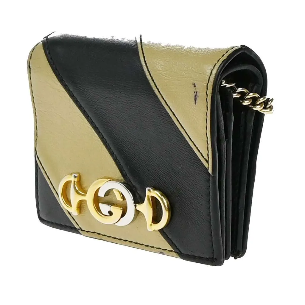Gucci Zumi Chain Card Case Black Leather Good - Inside View
