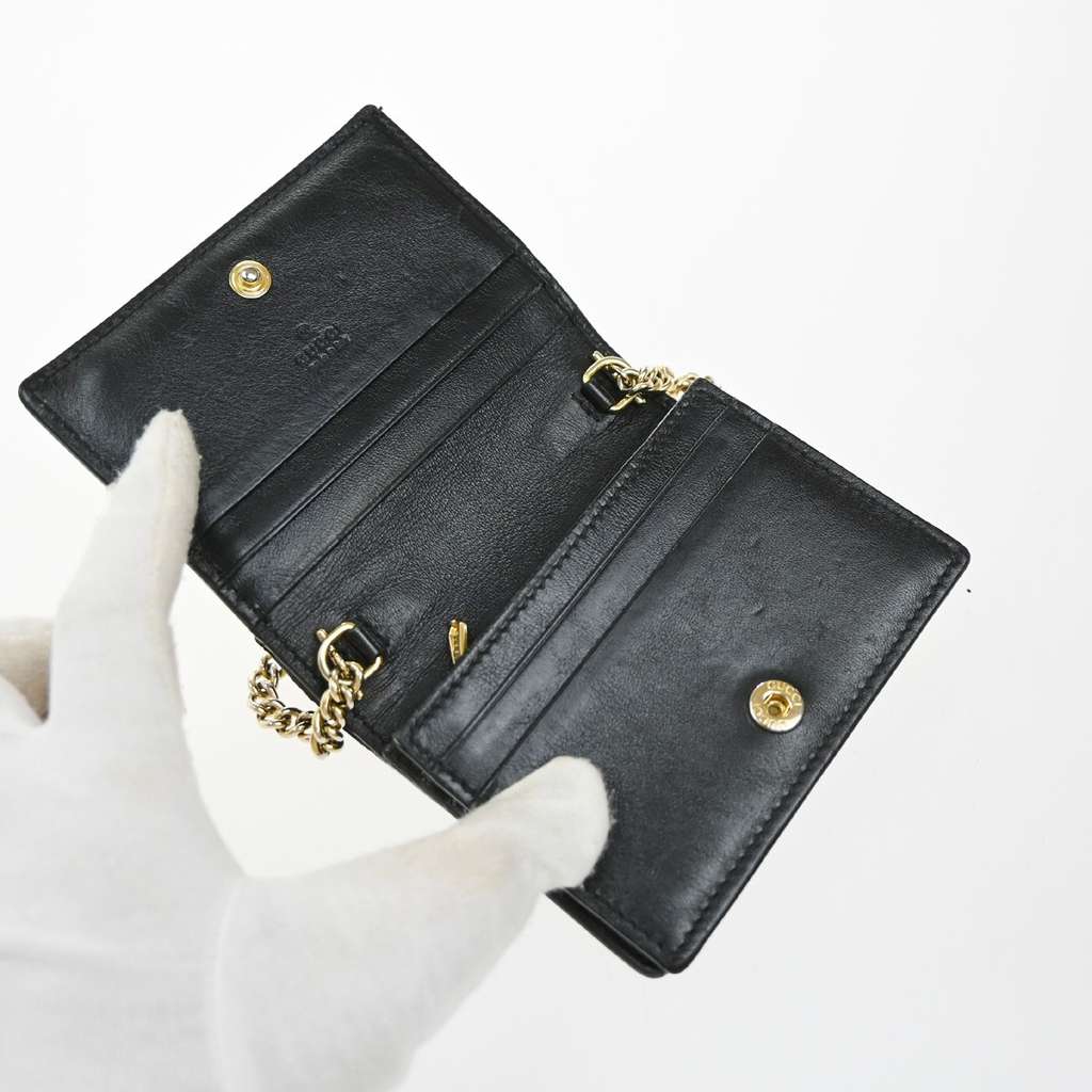Gucci Zumi Chain Card Case Black Leather Good condition - Box View