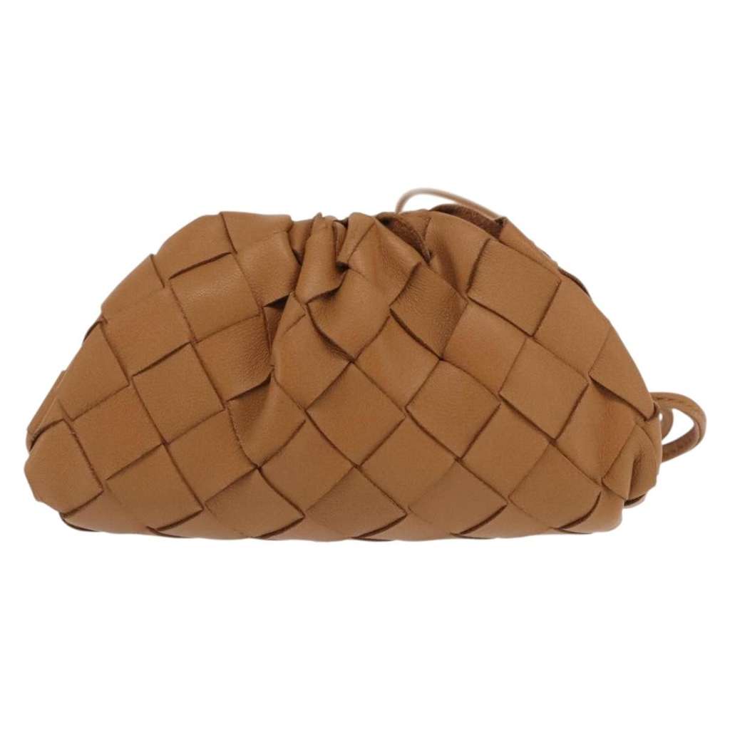 Bottega Veneta The Pouch Coin Purse Beige Leather Good condition - Back View