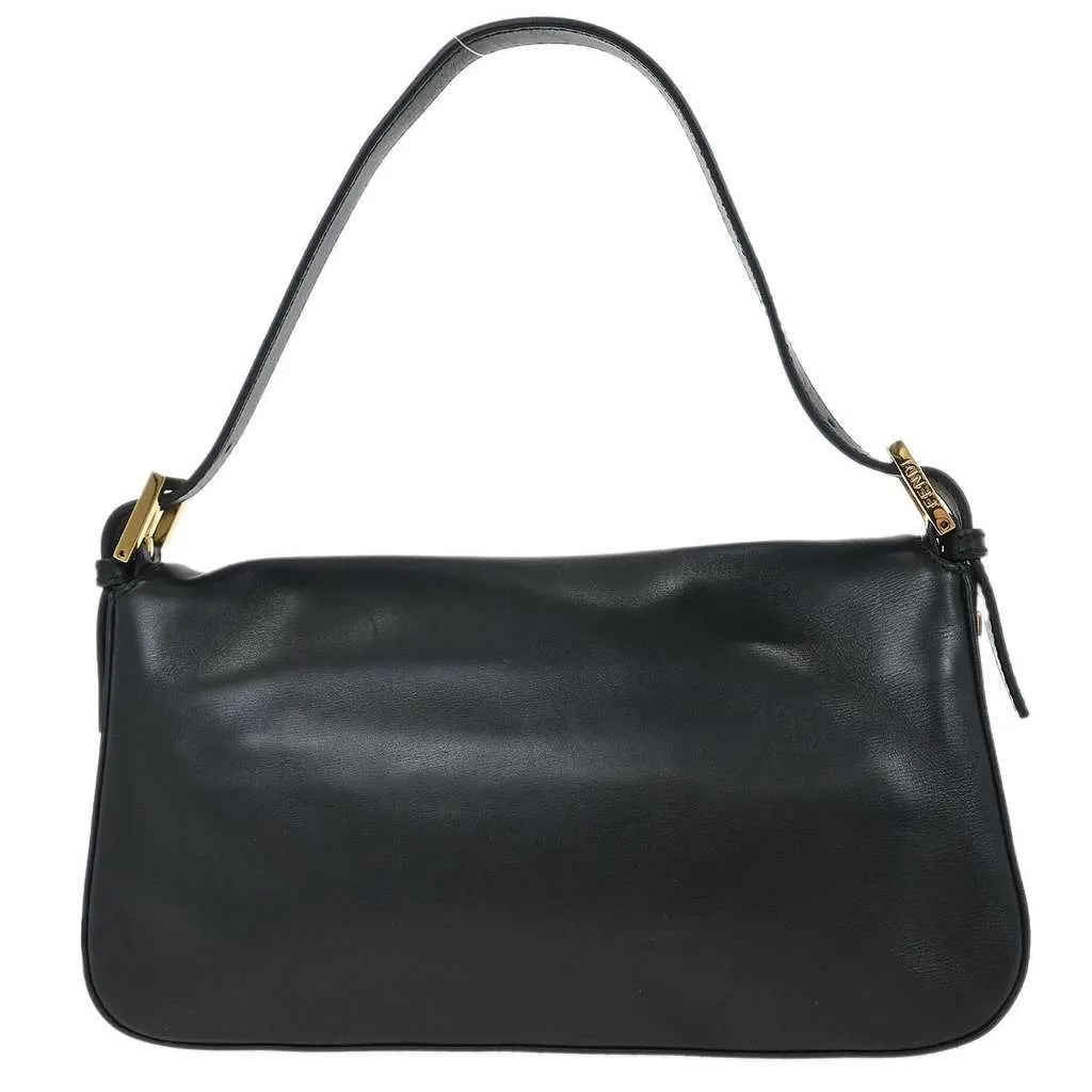 Fendi Baguette Bag Black Leather Good - Back View