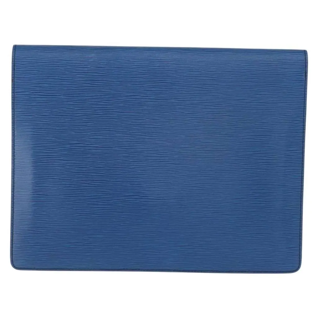 Louis Vuitton Porte-Documents Senateur Bag Blue Leather Good - Back View