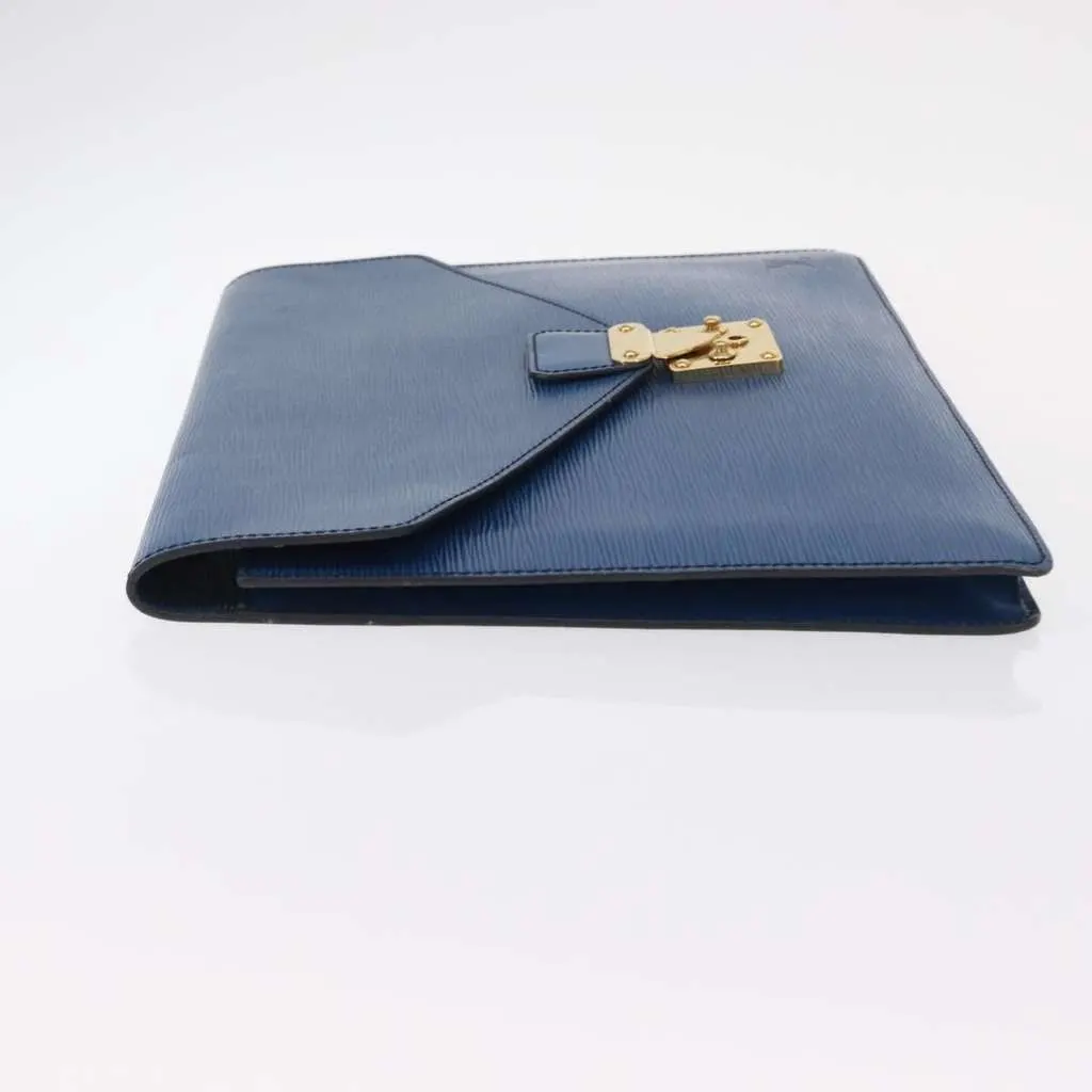 Louis Vuitton Porte-Documents Senateur Bag Blue Leather Good - Model View