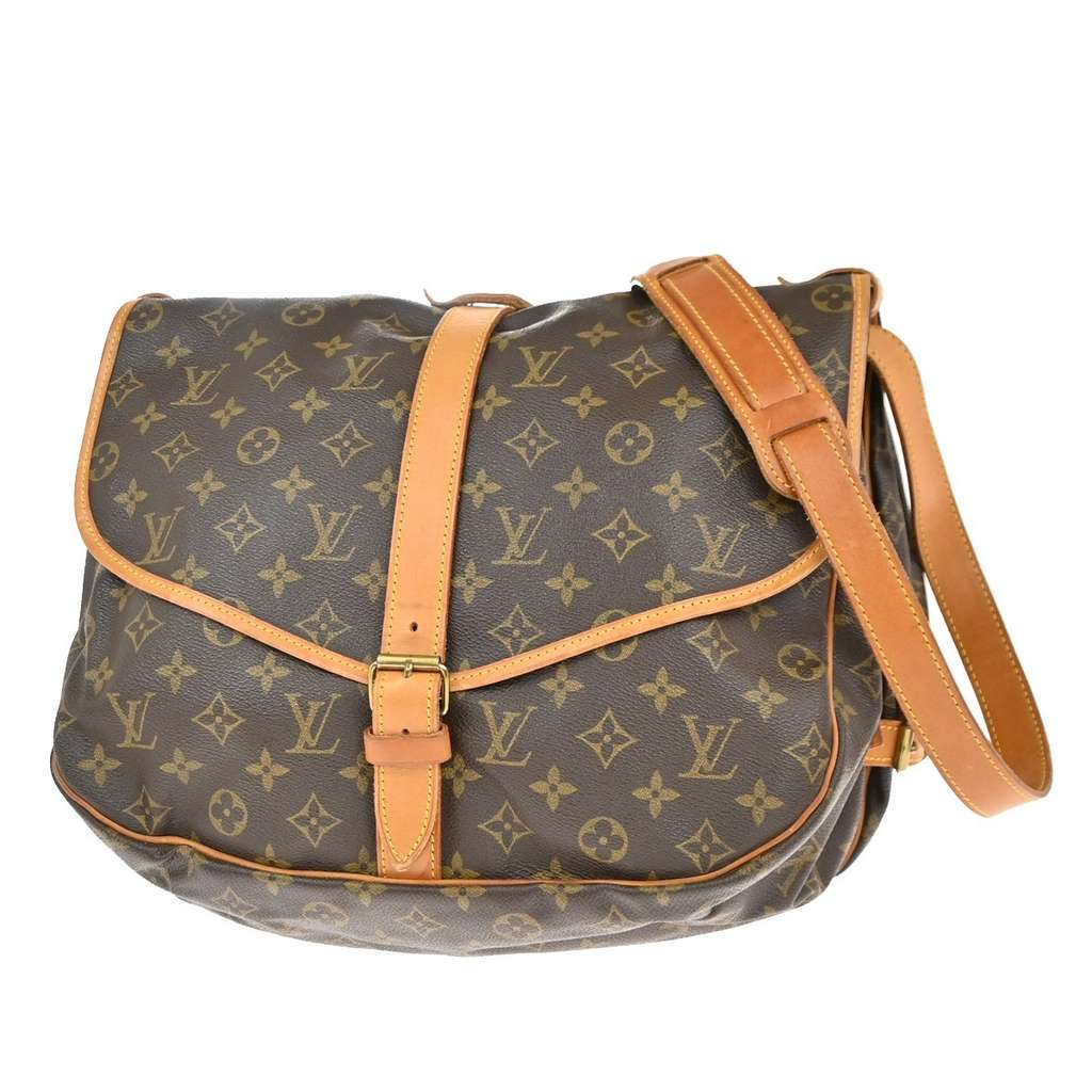 Louis Vuitton Saumur Handbag Brown Canvas Good condition - Back View