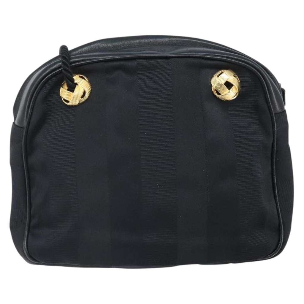 Salvatore Ferragamo Vintage Shoulder Bag Black Canvas Good condition - Back View