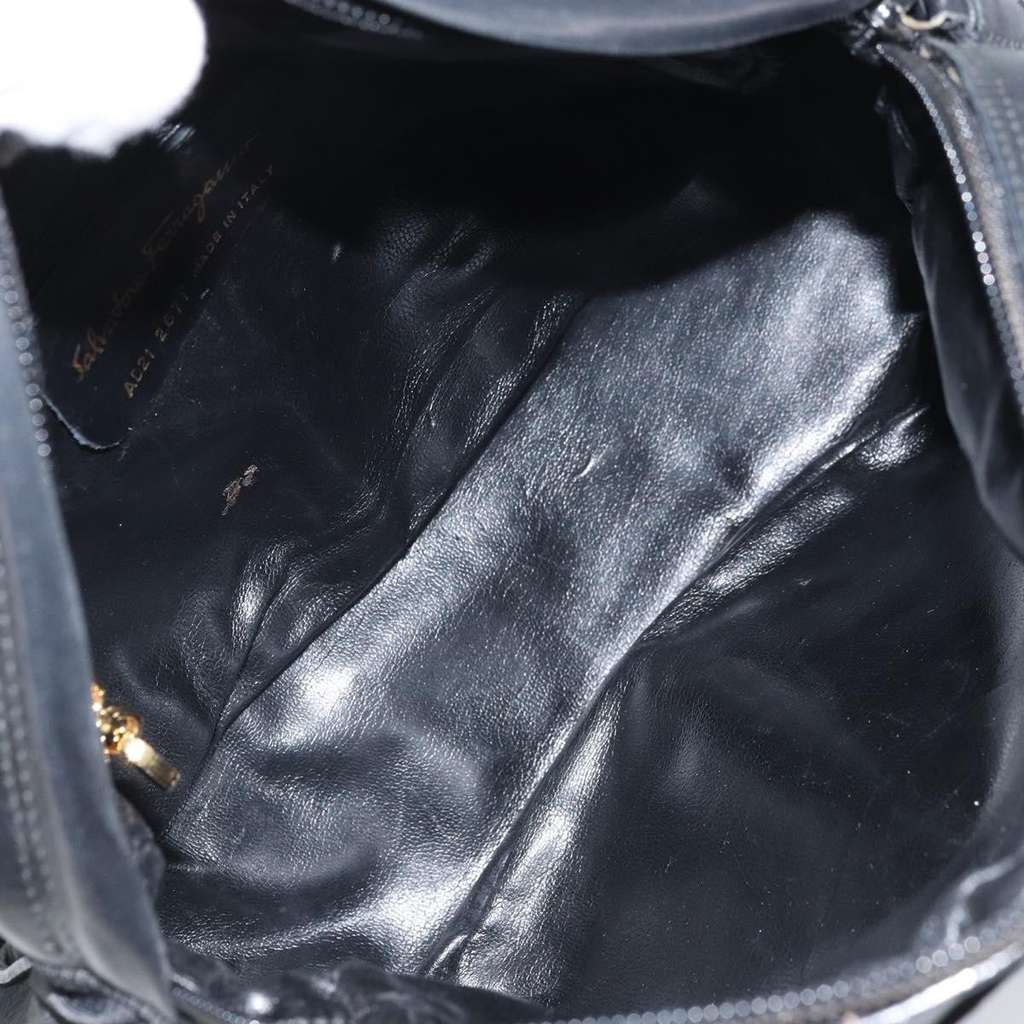 Salvatore Ferragamo Vintage Shoulder Bag Black Canvas Good condition - Box View