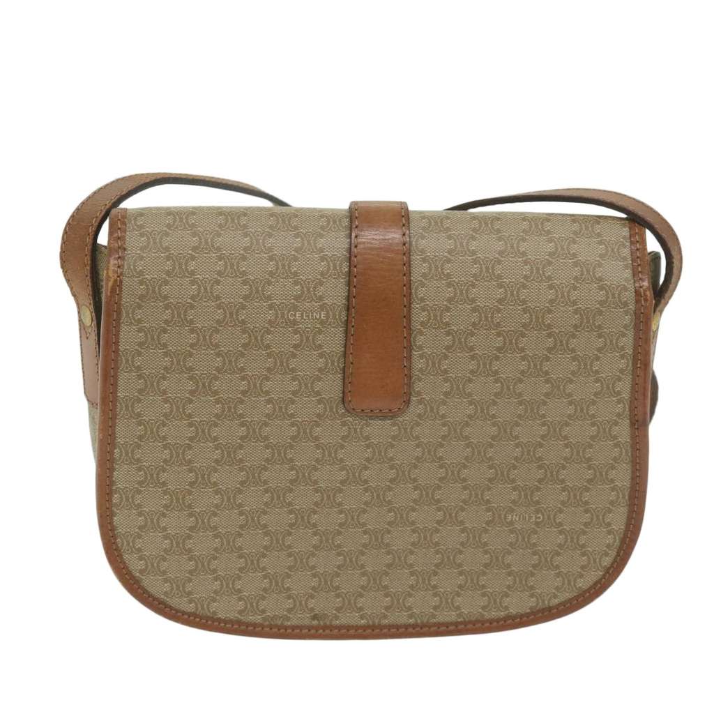 Celine Vintage Macadam Shoulder Bag Beige Canvas Fair condition - Back View