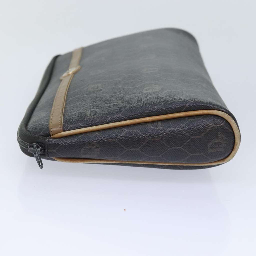 Christian Dior Vintage Honeycomb Zip Pouch Black Canvas Good condition - Inside View