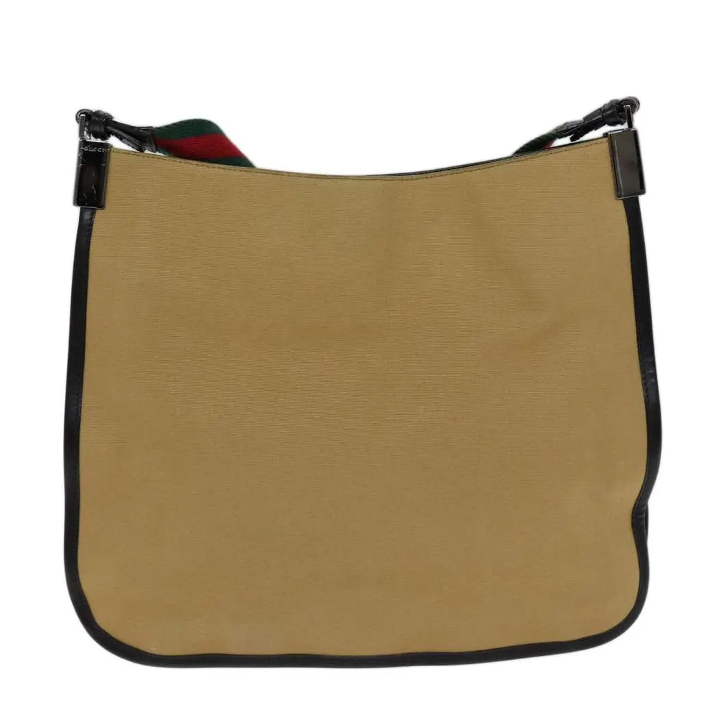 Gucci Vintage Shoulder Bag Beige Canvas Good - Back View