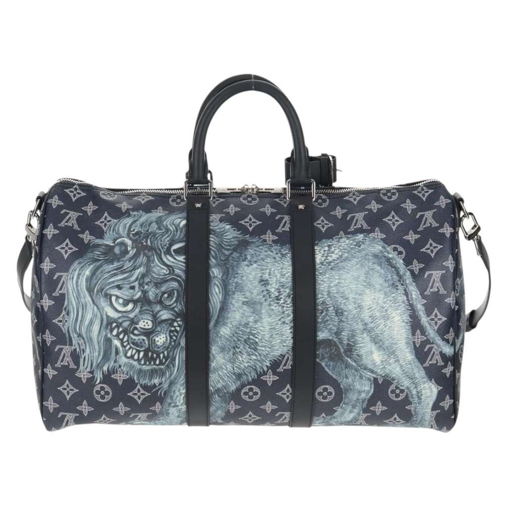 Louis Vuitton Keepall Bandouliere Bag Navy Canvas Very good condition - Back View