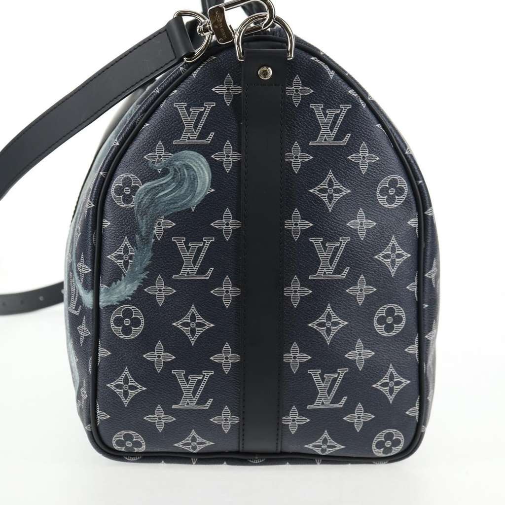 Louis Vuitton Keepall Bandouliere Bag Navy Canvas Very good condition - Inside View