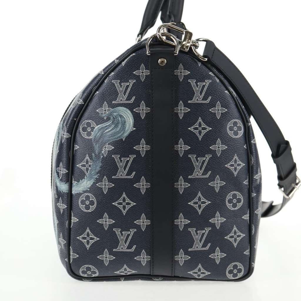 Louis Vuitton Keepall Bandouliere Bag Navy Canvas Very good condition - Model View