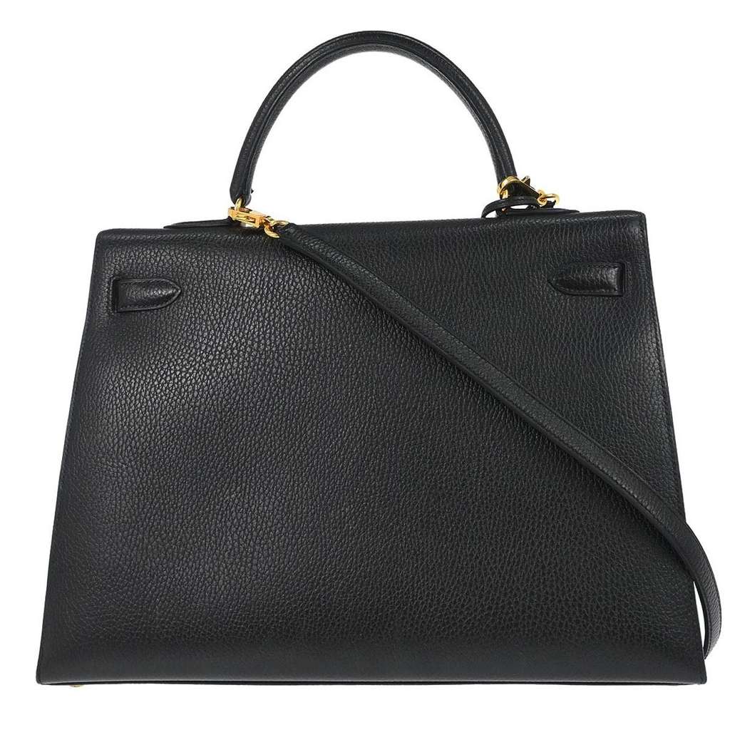 Hermès Kelly Handbag Black Leather Good condition - Back View