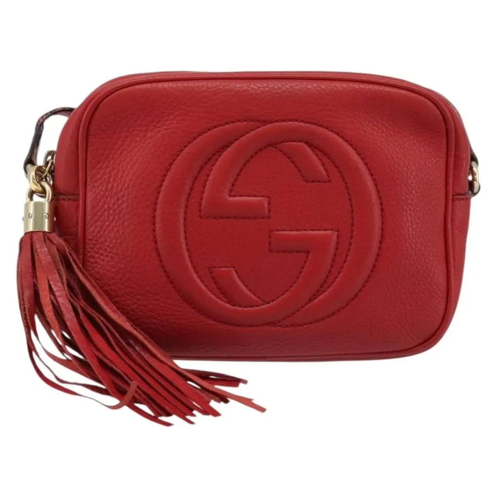 Gucci Soho Disco Crossbody Bag Red Leather Fair - Front View
