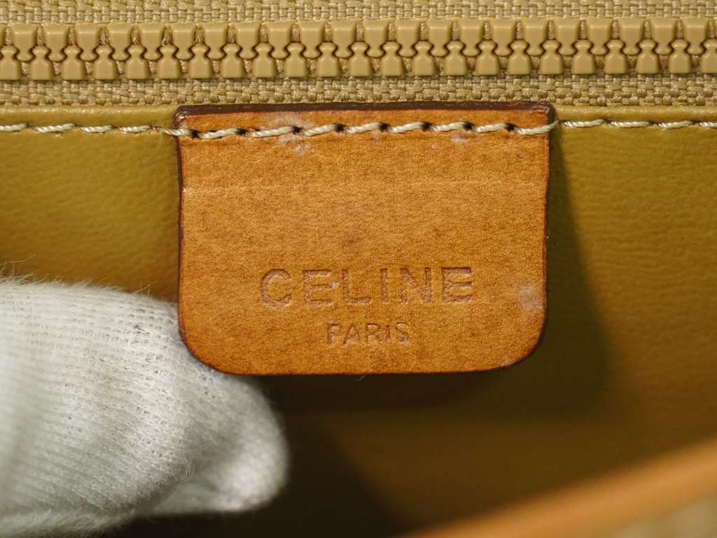 Celine Vintage Macadam Shoulder Bag Beige Canvas Good condition - Model View