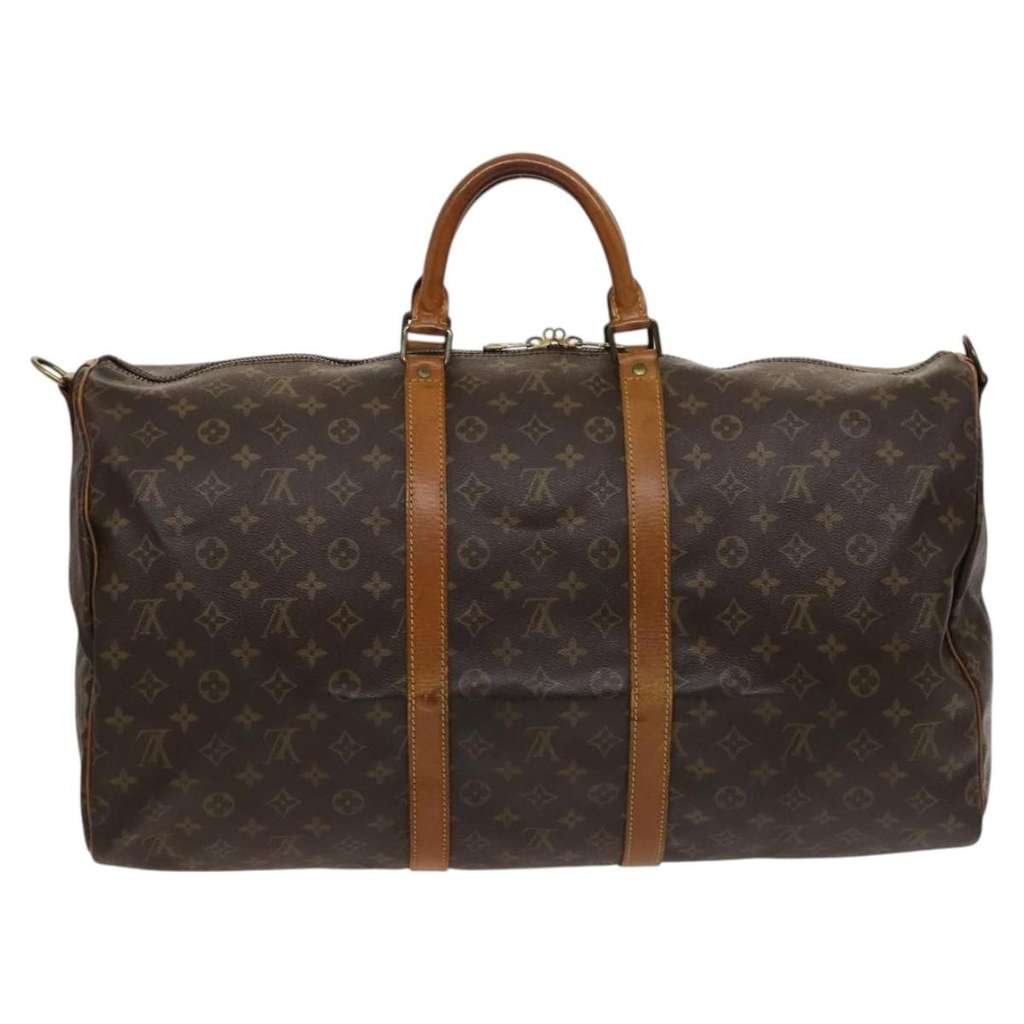 Louis Vuitton Keepall Bandouliere Bag Brown Canvas Fair condition - Back View