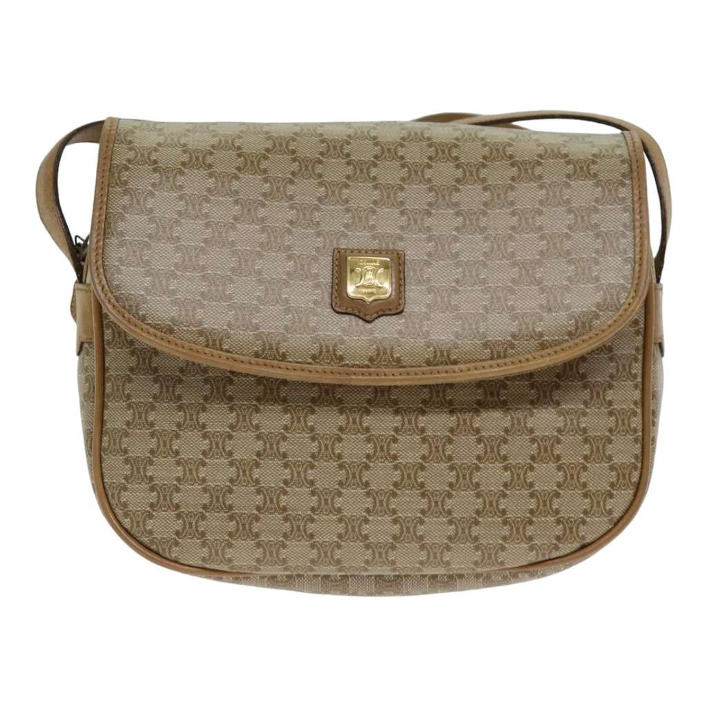 Celine Vintage Macadam Shoulder Bag Beige Canvas Fair condition - Front View
