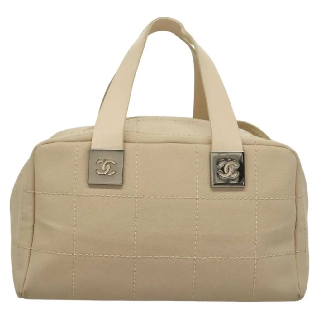 Chanel Chocolate Bar CC Bowler Bag Beige Canvas Good - Back View