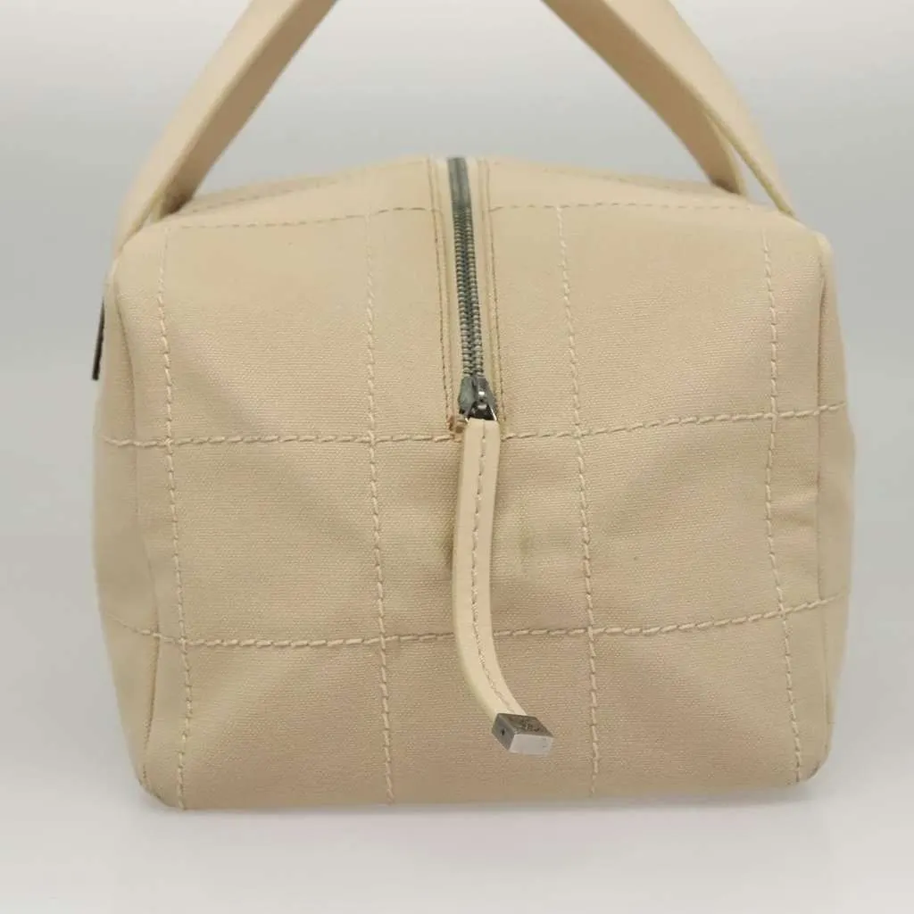 Chanel Chocolate Bar CC Bowler Bag Beige Canvas Good - Model View