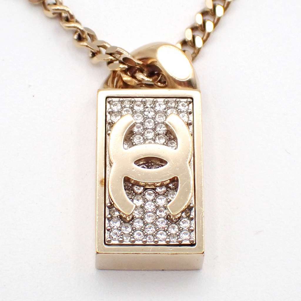 Chanel CC Dog Tag Pendant Necklace Gold Good condition - Back View