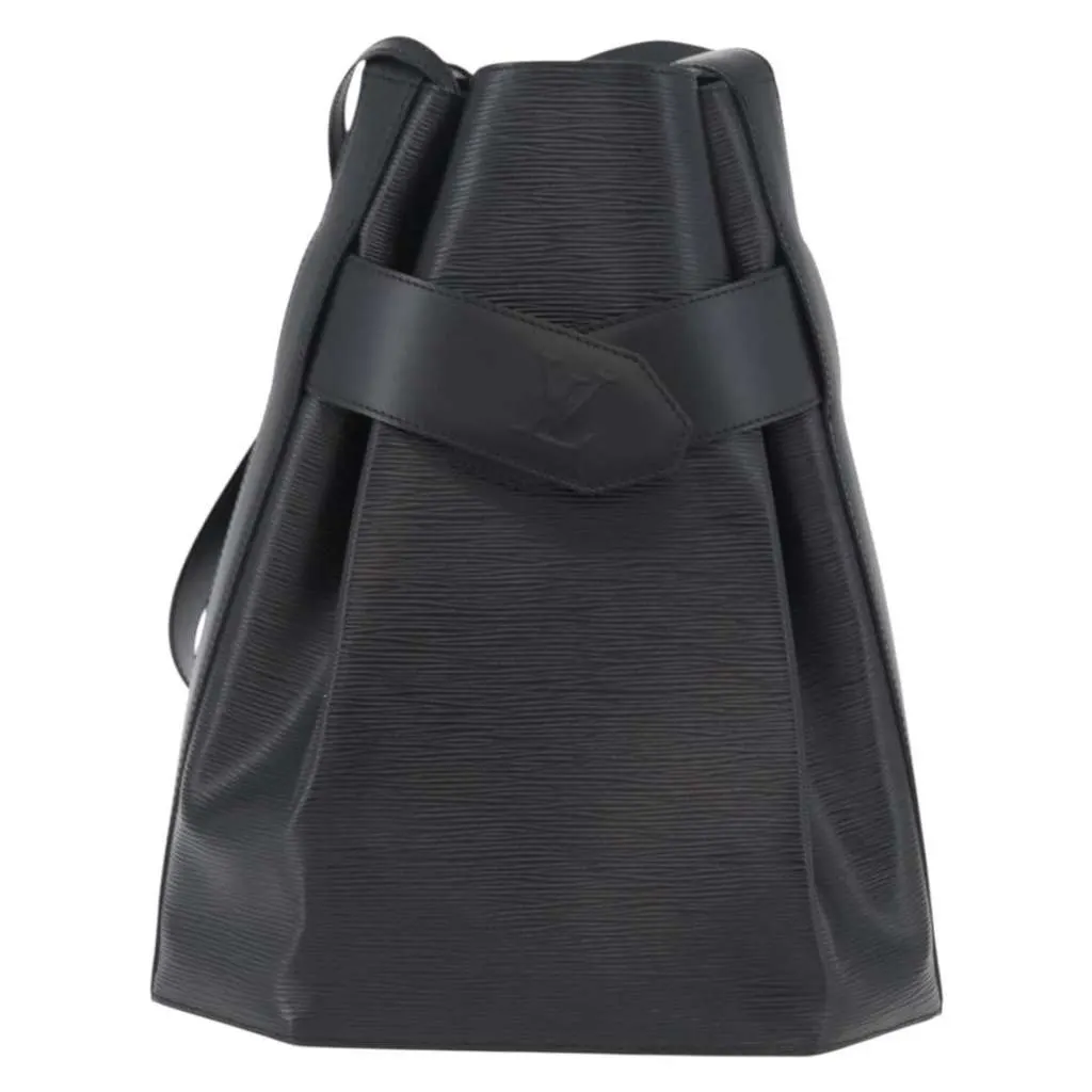 Louis Vuitton Vintage Sac d'Epaule Handbag Black Leather Good - Front View