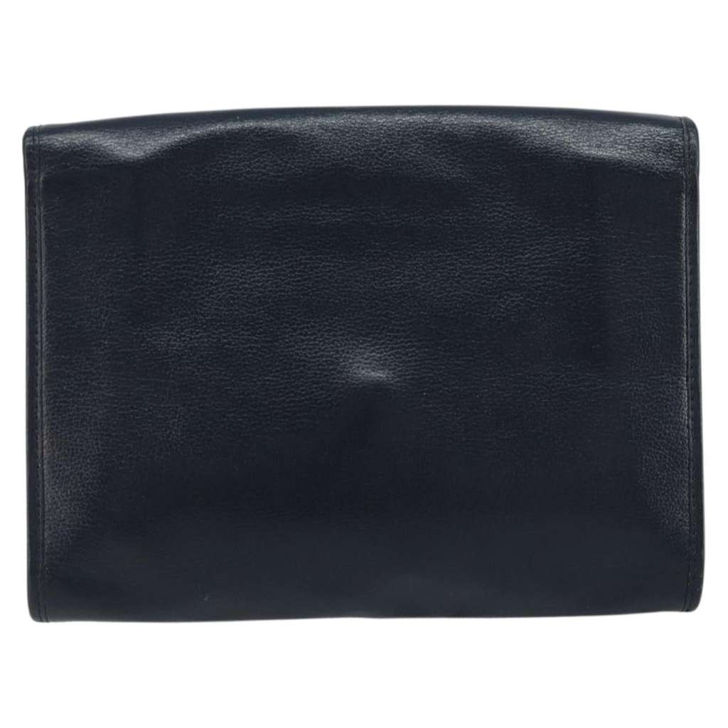 Christian Dior Vintage Chain Envelope Flap Bag Navy Leather Good condition - Back View