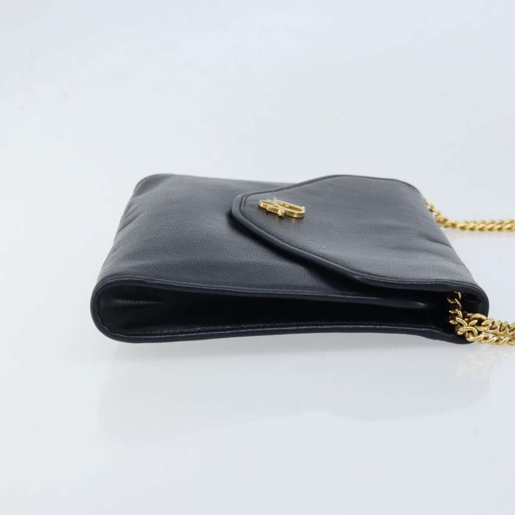 Christian Dior Vintage Chain Envelope Flap Bag Navy Leather Good condition - Inside View