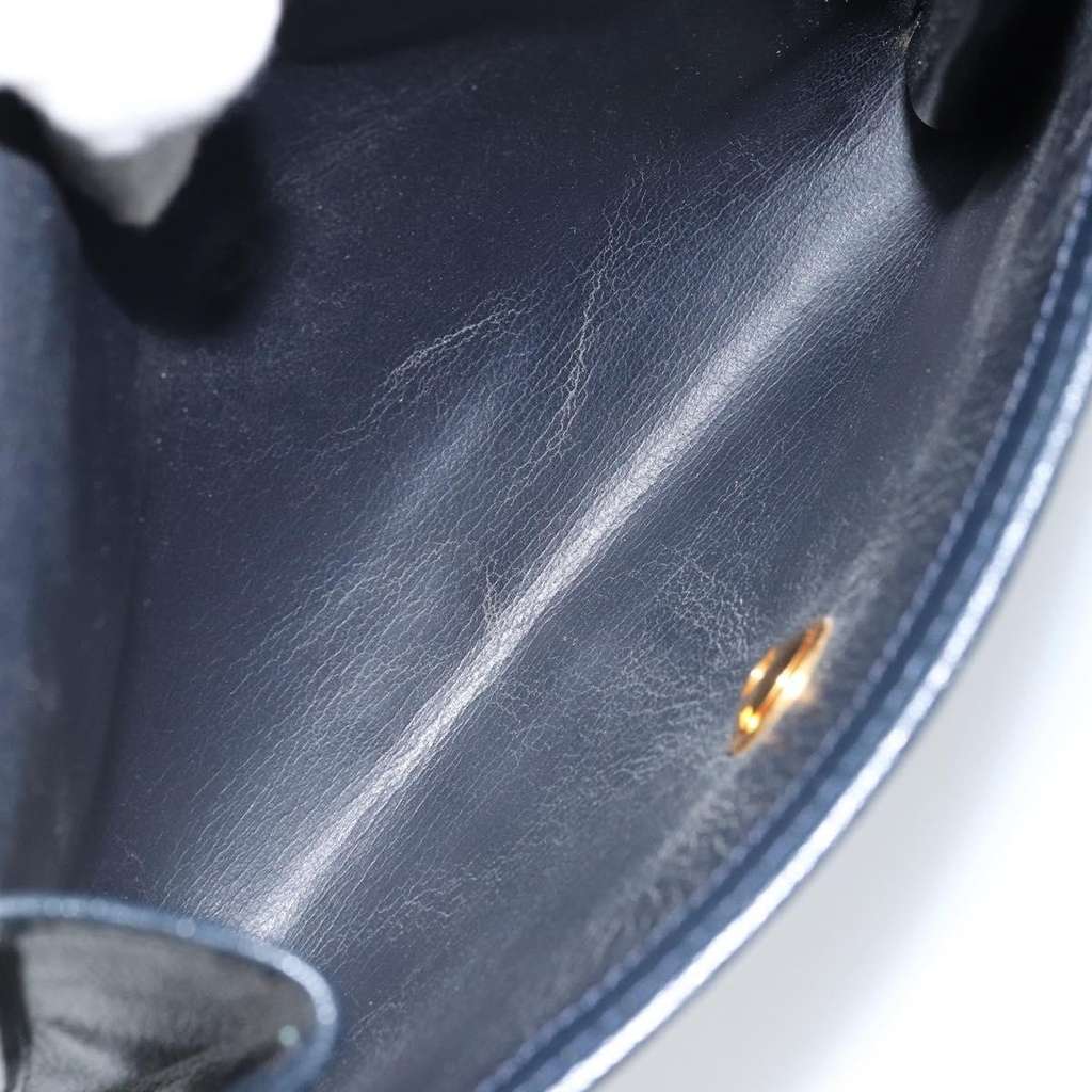 Christian Dior Vintage Chain Envelope Flap Bag Navy Leather Good condition - Box View