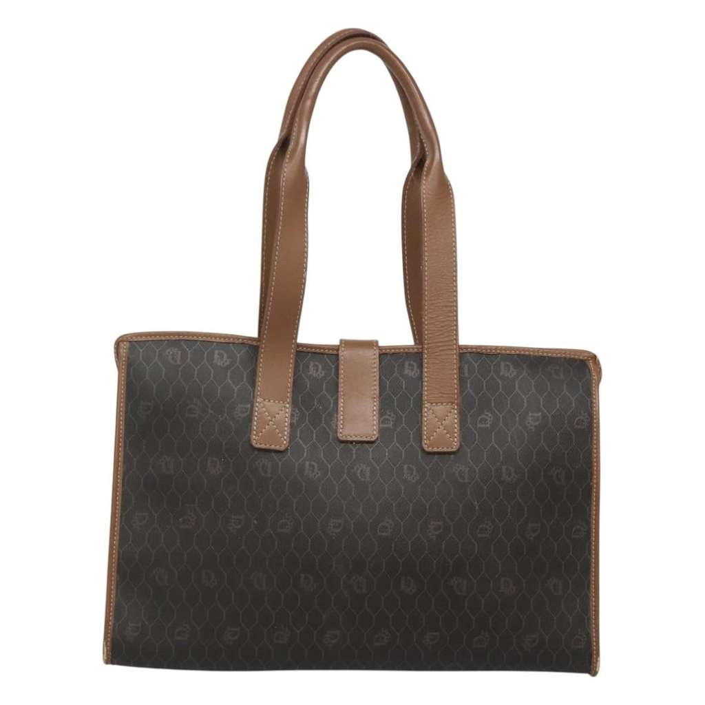 Christian Dior Vintage Honeycomb Tote Bag Black Canvas Fair condition - Back View